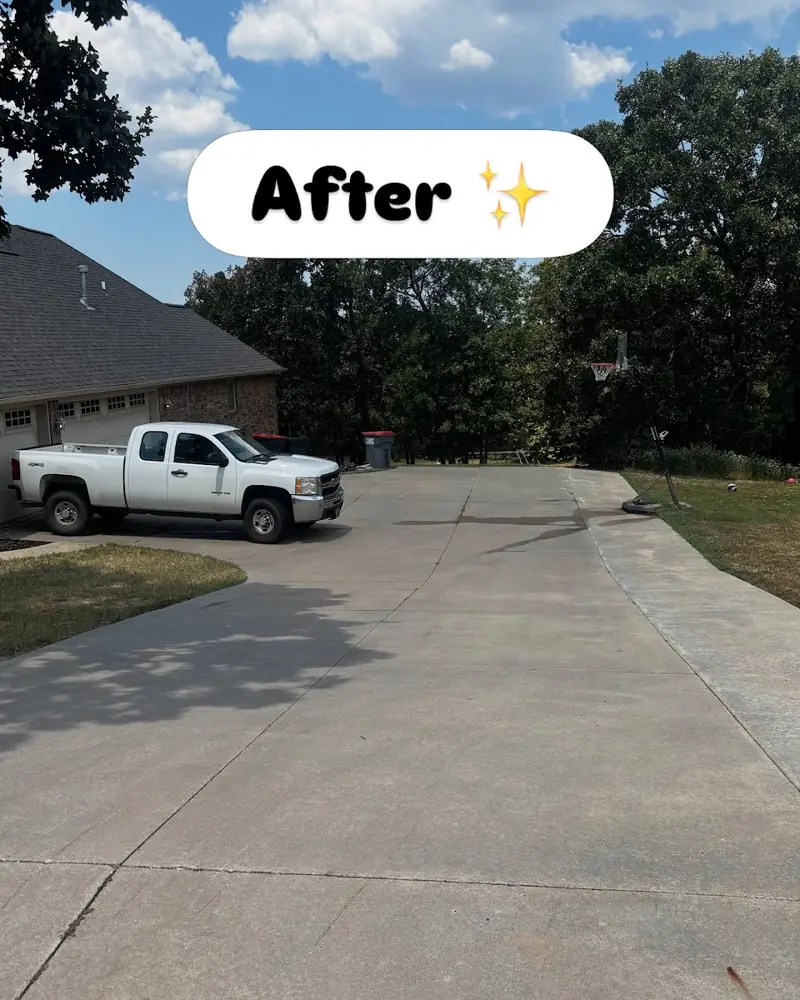 Clean driveway after pressure washing